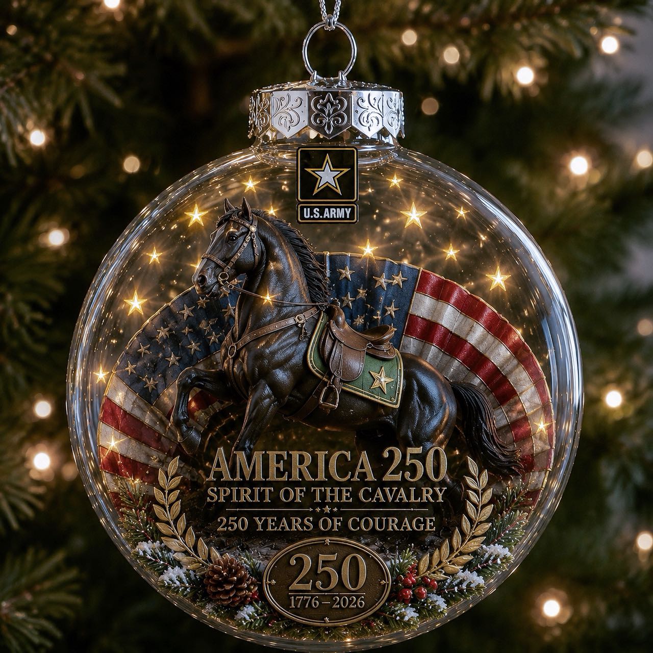 🎄 LAST DAY 75% OFF 🇺🇸 America 250th Military Legacy Light-Up Christmas Ball-HandPrint