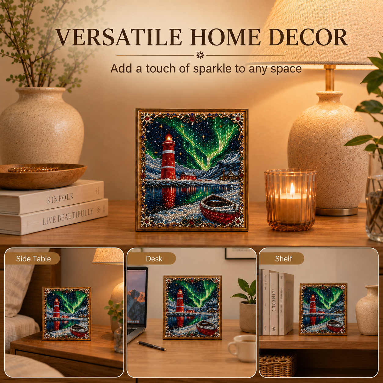 ✨ Aurora Lighthouse DIY Pearl Painting –  Sparkling Winter Landscape Decor-HandPrint