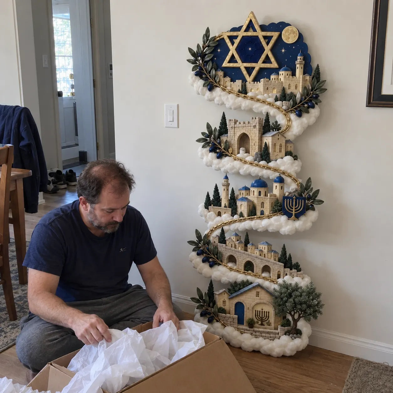 🔥🎁🕎 Hanukkah Festival of Lights Wall Decor Collection – 4 Glowing Designs Celebrating Eight Nights of Light ✨-HandPrint