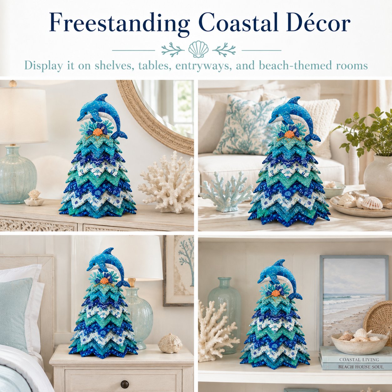 🌊 Ocean Dreams Layered Fabric Tree Craft Kit | Create a Freestanding Coastal Centerpiece with Coordinated Fabrics & Marine Topper 🐚✨-HandPrint