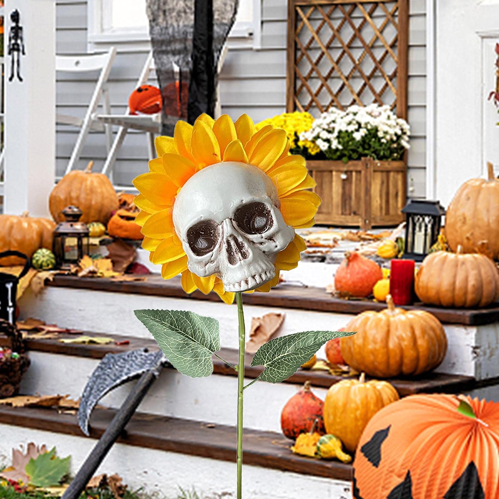 Halloween DIY Sunflower Skull Decor-HandPrint