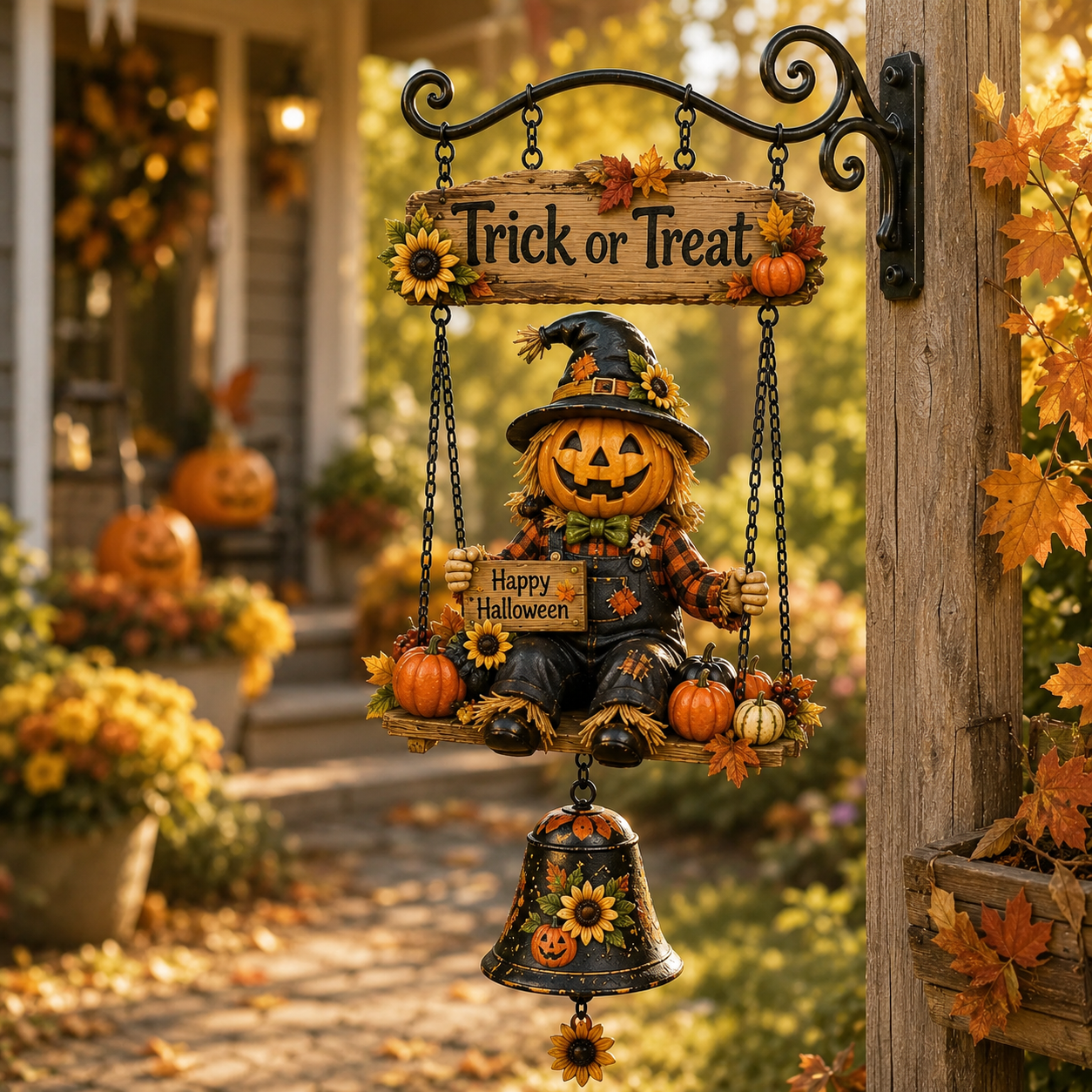 🔥50% Off Last Day -Halloween Hanging Welcome Sign With Bell 🔔-HandPrint
