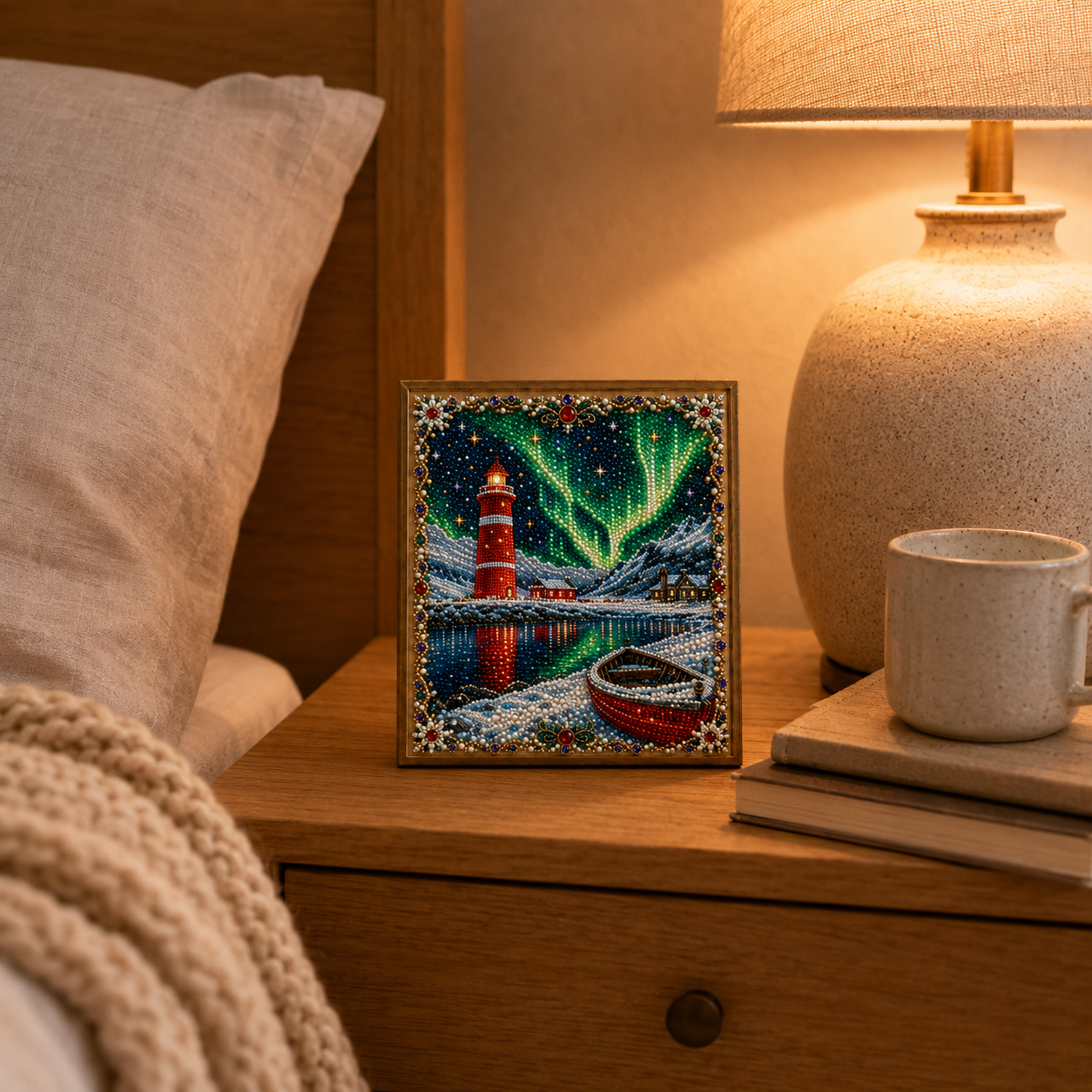 ✨ Aurora Lighthouse DIY Pearl Painting –  Sparkling Winter Landscape Decor-HandPrint