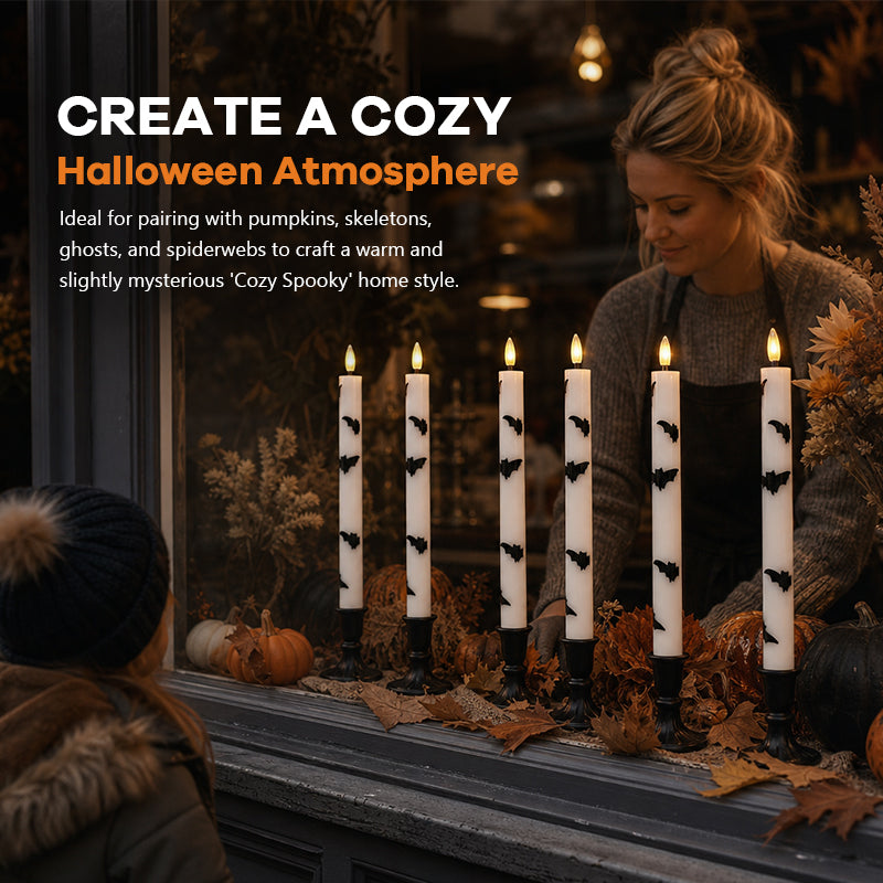 Spooky & Safe: Halloween Bat LED Taper Candles 🦇-HandPrint