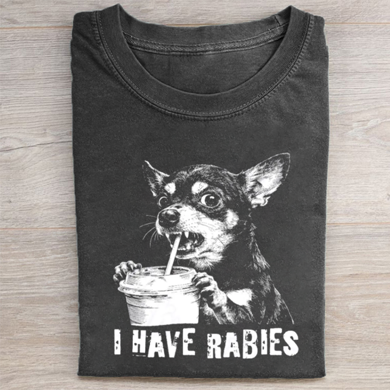 Retro I Have Rabbies Chihuahua T-shirt-NaturexCraft