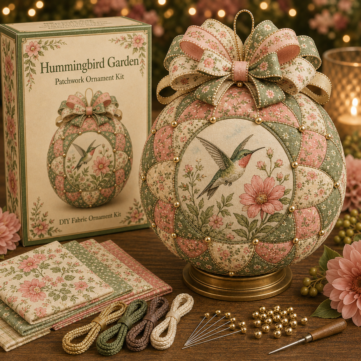 🌿 Garden & Birds Patchwork Ornament DIY Kit-HandPrint