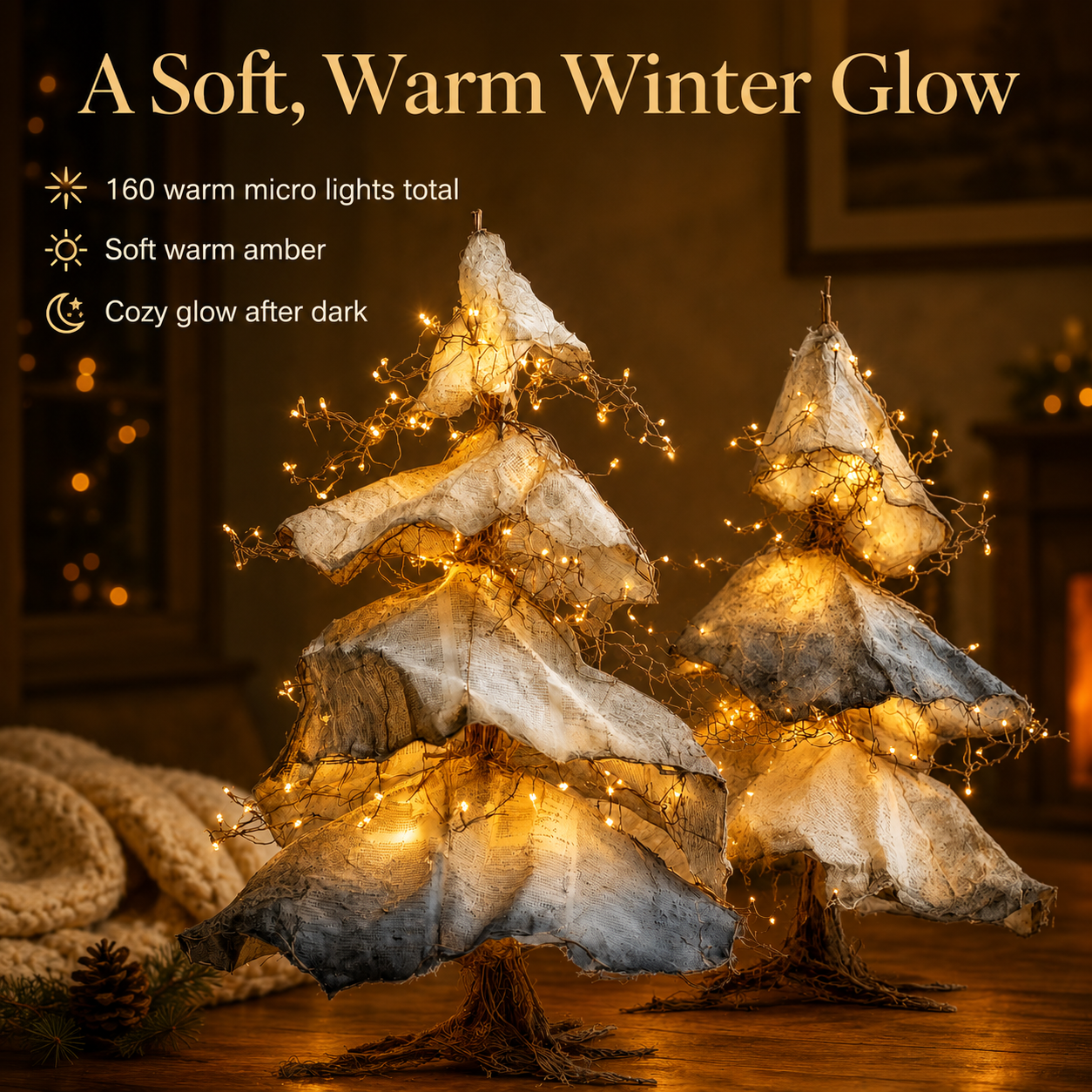 Windswept Winter Trees – Lighted Sculptural Tree Set-HandPrint