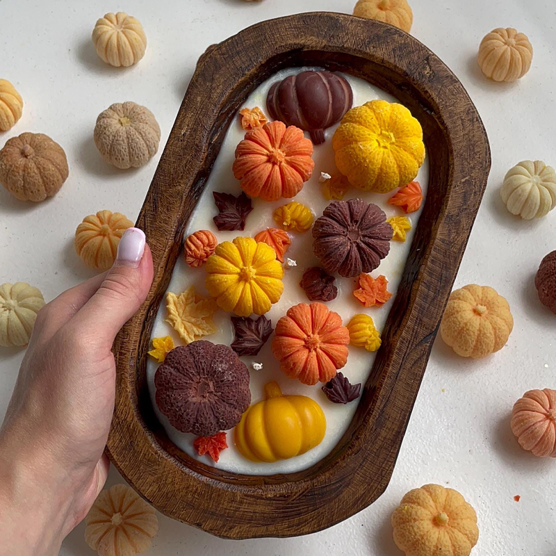 Pumpkin Fall Blessing Candle-HandPrint