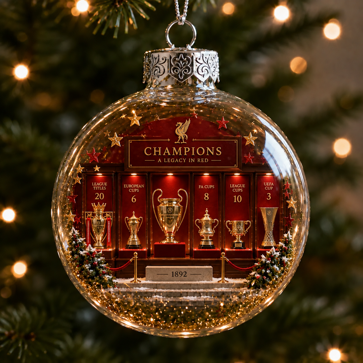 🎄 Light-Up Football Heritage Diorama Ornament-HandPrint