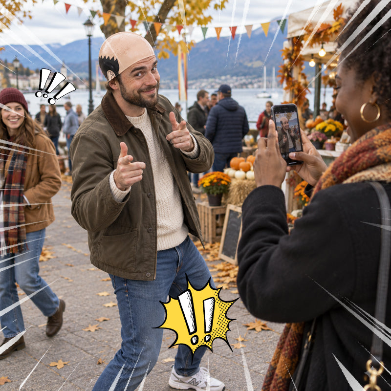 Funny Realistic Bald Head Swim Cap-HandPrint