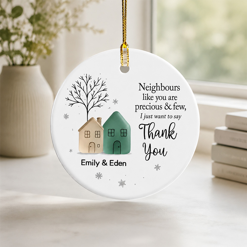 Personalized Neighbor Ornament – Custom Thank You Gift for Neighbors-HandPrint