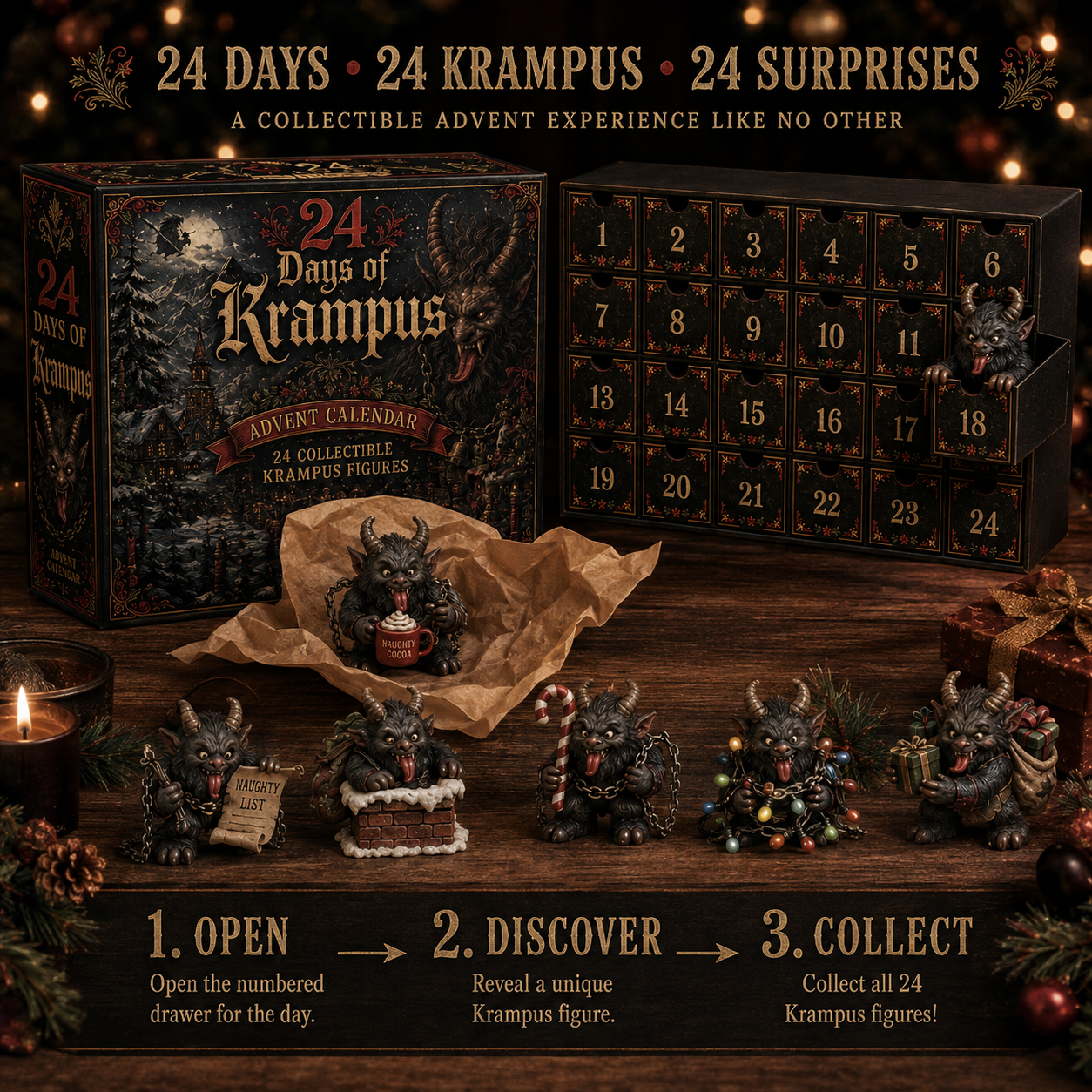⏰Limited Stock 50% OFF -😈🎄 2026 Krampus Advent Calendar – 24 Days of Wicked Christmas Mischief-HandPrint