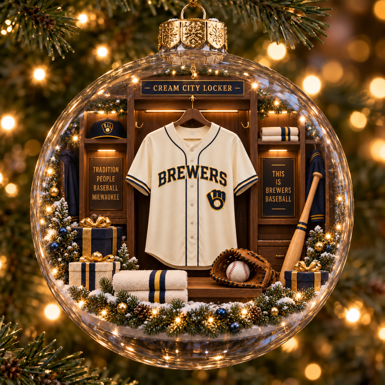 ⚾🎄 Good People. Good Baseball. – Light-Up Baseball Heritage Christmas Ornament-HandPrint