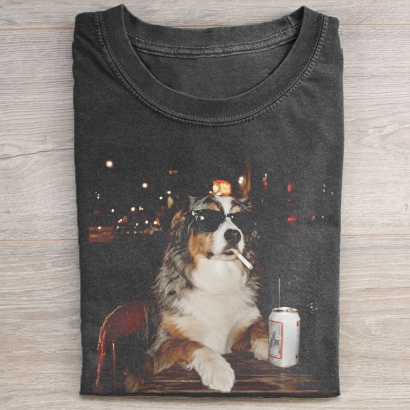 Funny Australian Shepherd Drinking Beer T-shirt-NaturexCraft