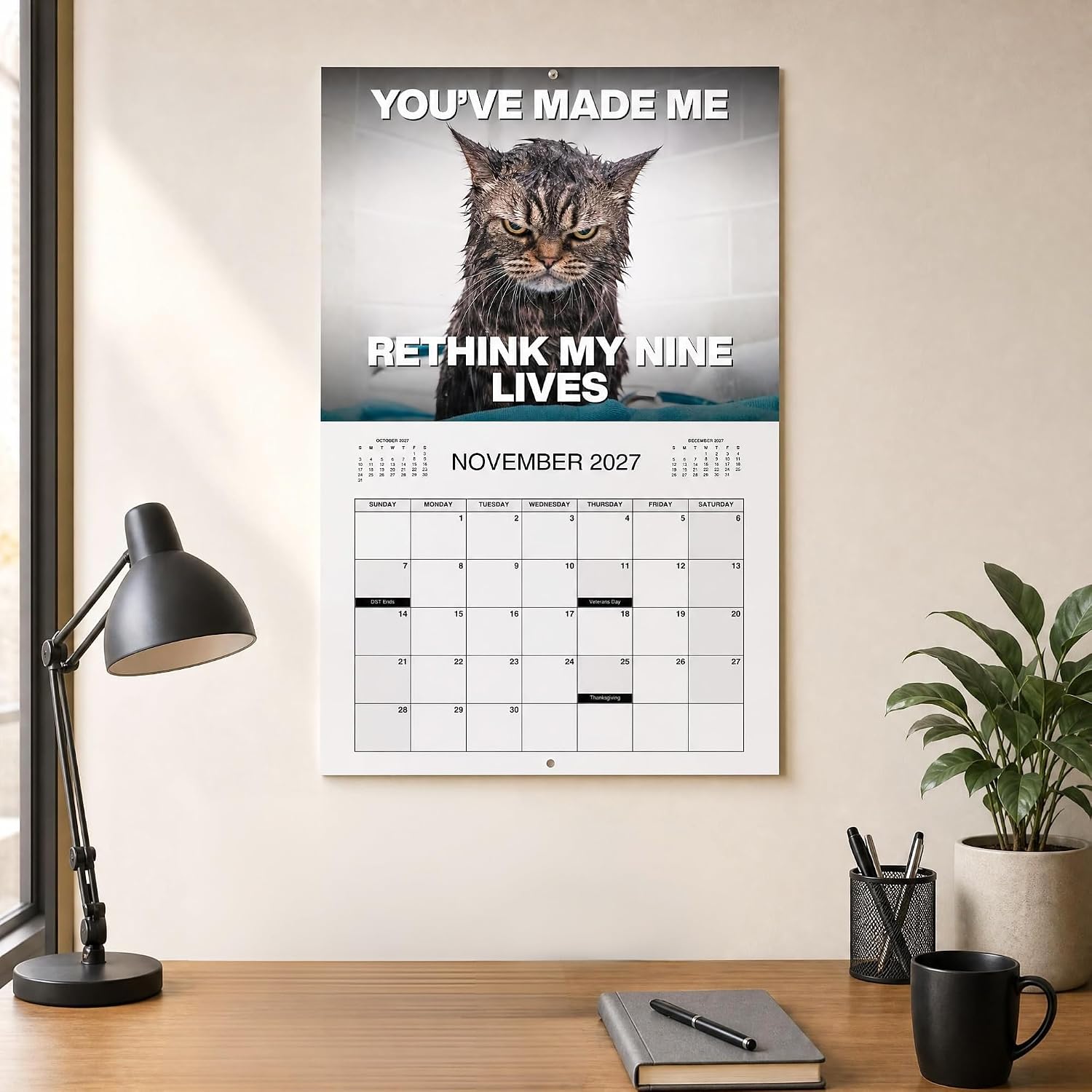 PISSED-OFF CATS 2027 Wall Calendar - Funny Gift for Cat Lovers-HandPrint
