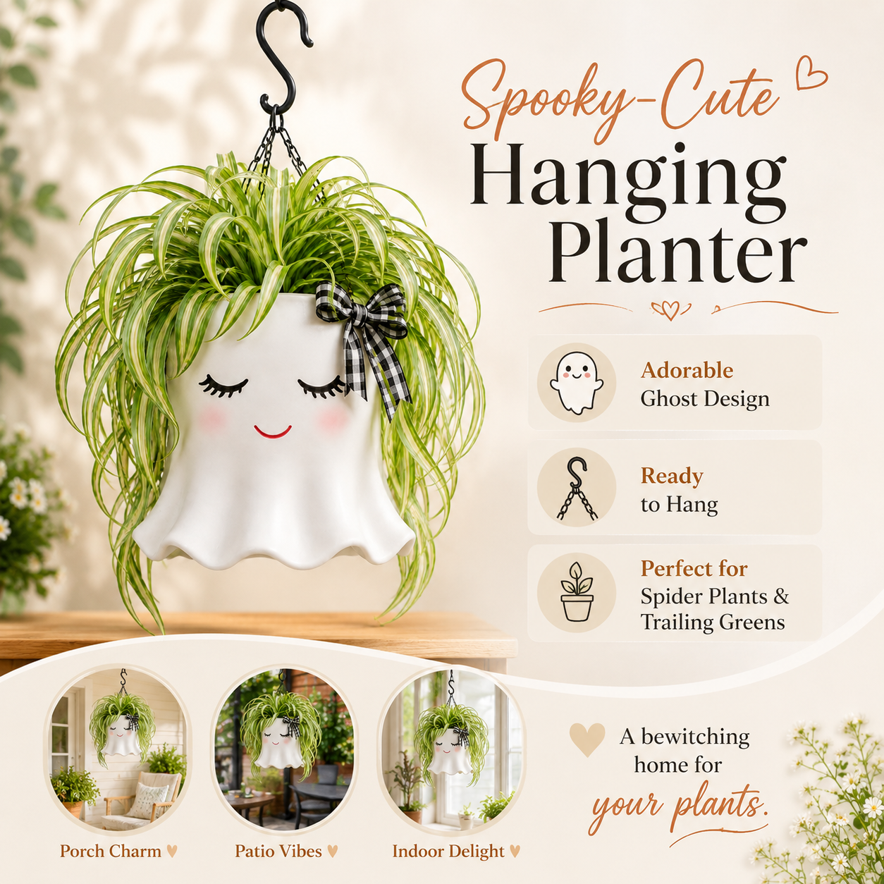 Cute Ghost Hanging Planter-HandPrint