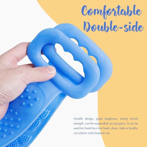 🧼Silicone Back Scrubber for Bath, Double-Sided Body Exfoliating Bath Brush with Soft Silicone Bristles-HandPrint