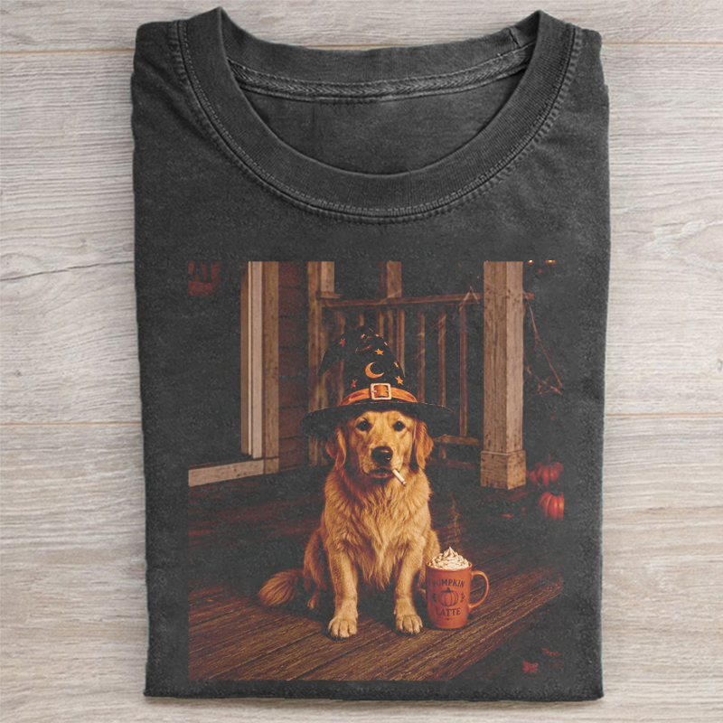 Golden Retriever Pumpkin Spice Latte T-shirt-NaturexCraft