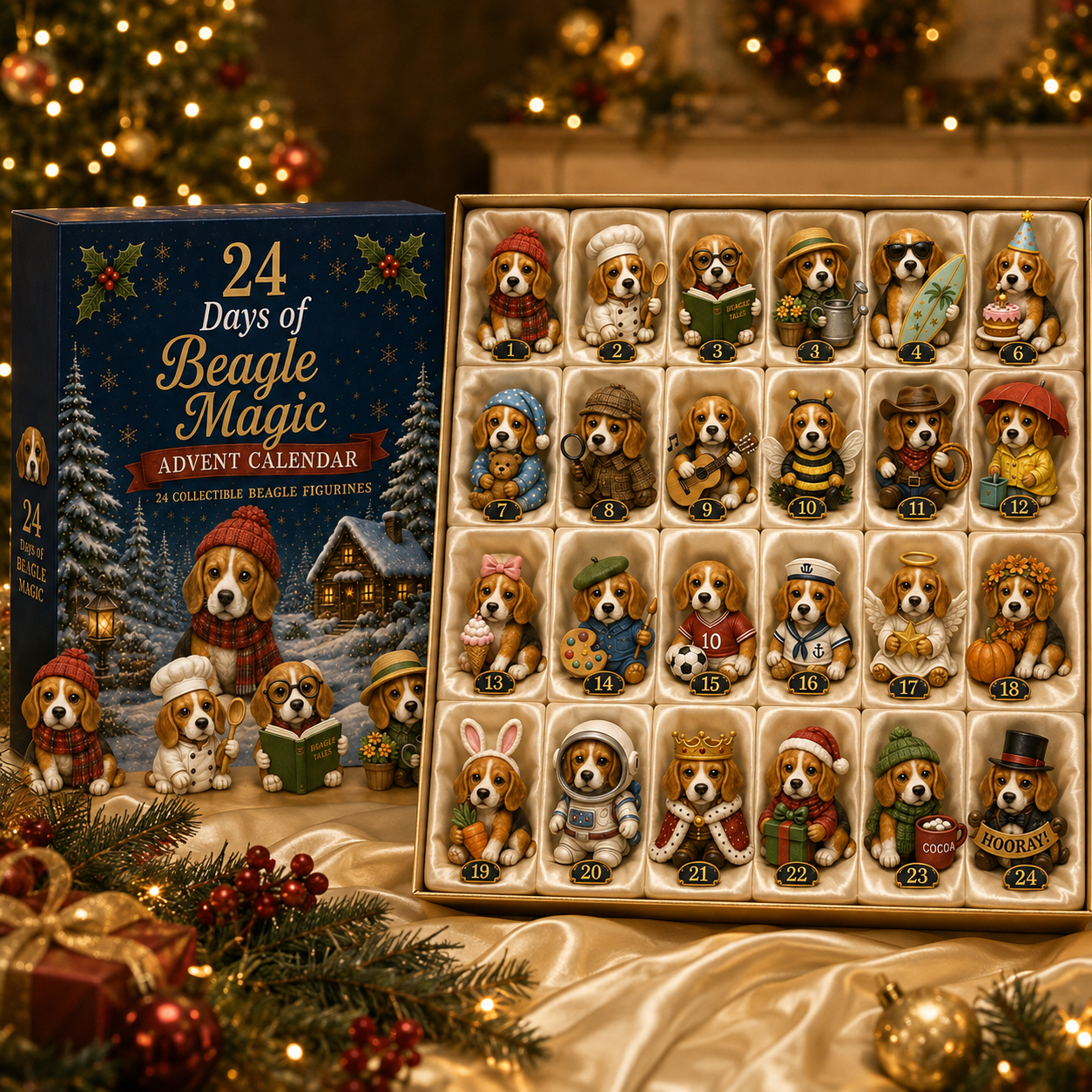 Beagle Magic Advent Calendar 2026 – 24 Days of Unique Beagle Miniature Collectibles, 24 Cute Holiday-HandPrint