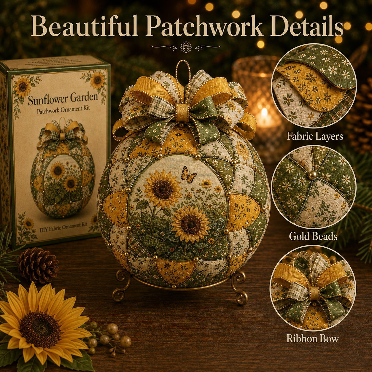 🌿 Garden & Birds Patchwork Ornament DIY Kit-HandPrint