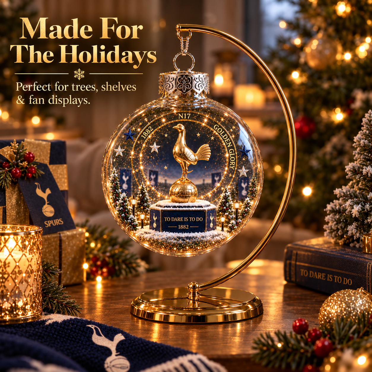 🎄 To Dare Is To Do Light-Up Football Christmas Globe Ornament-HandPrint