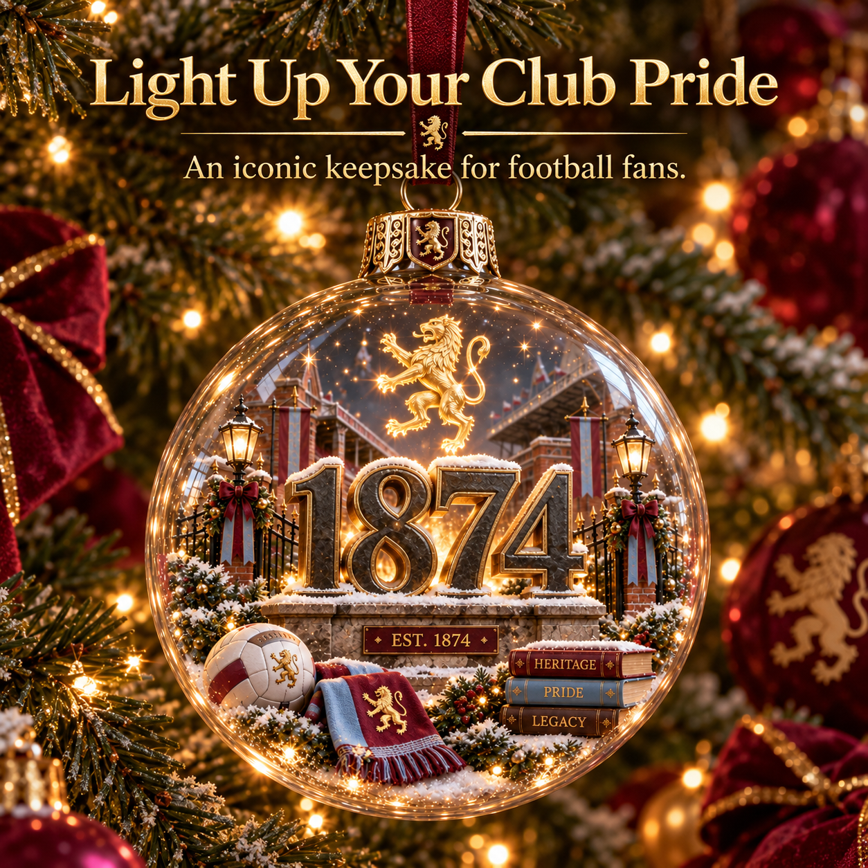 🎄 Pride & Tradition Light-Up Football Christmas Globe Ornament-HandPrint