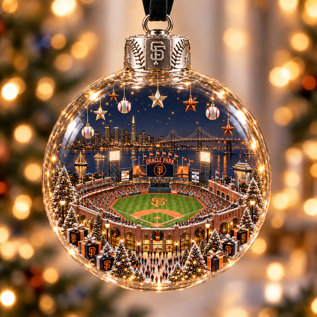 ⚾🎄 Light-Up Baseball Stadium Christmas Ornament-HandPrint