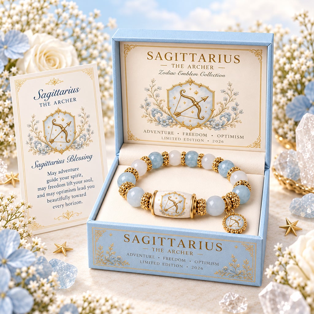 【🔥Limited Edition🔥】💫 12 Zodiac Bracelet – Natural Chalcedony, Your Sign, Your Energy-HandPrint
