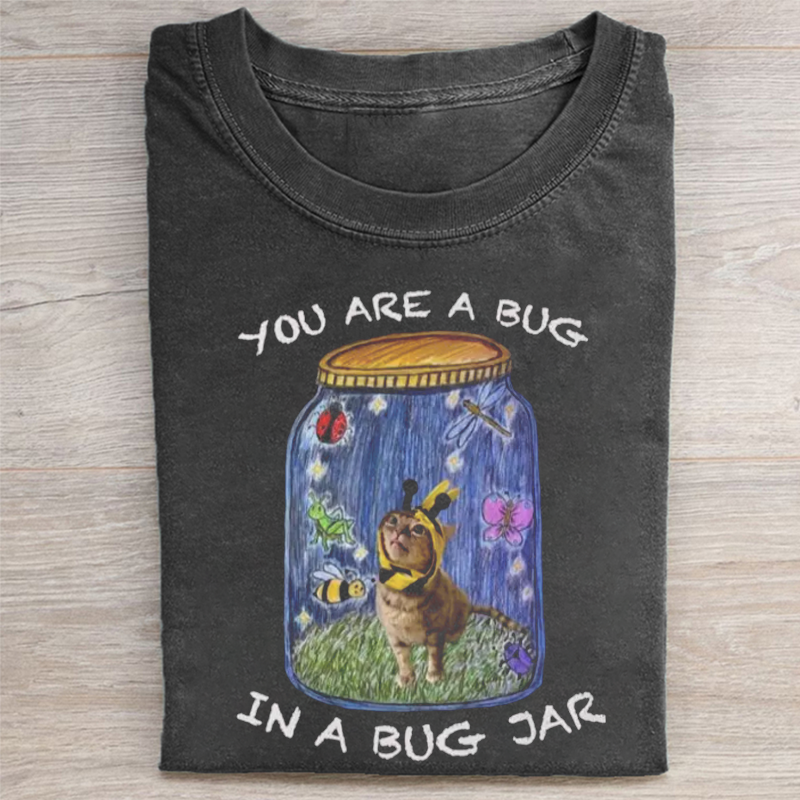 Bug Jar Cat Funny Meme Unisex T-shirt-NaturexCraft