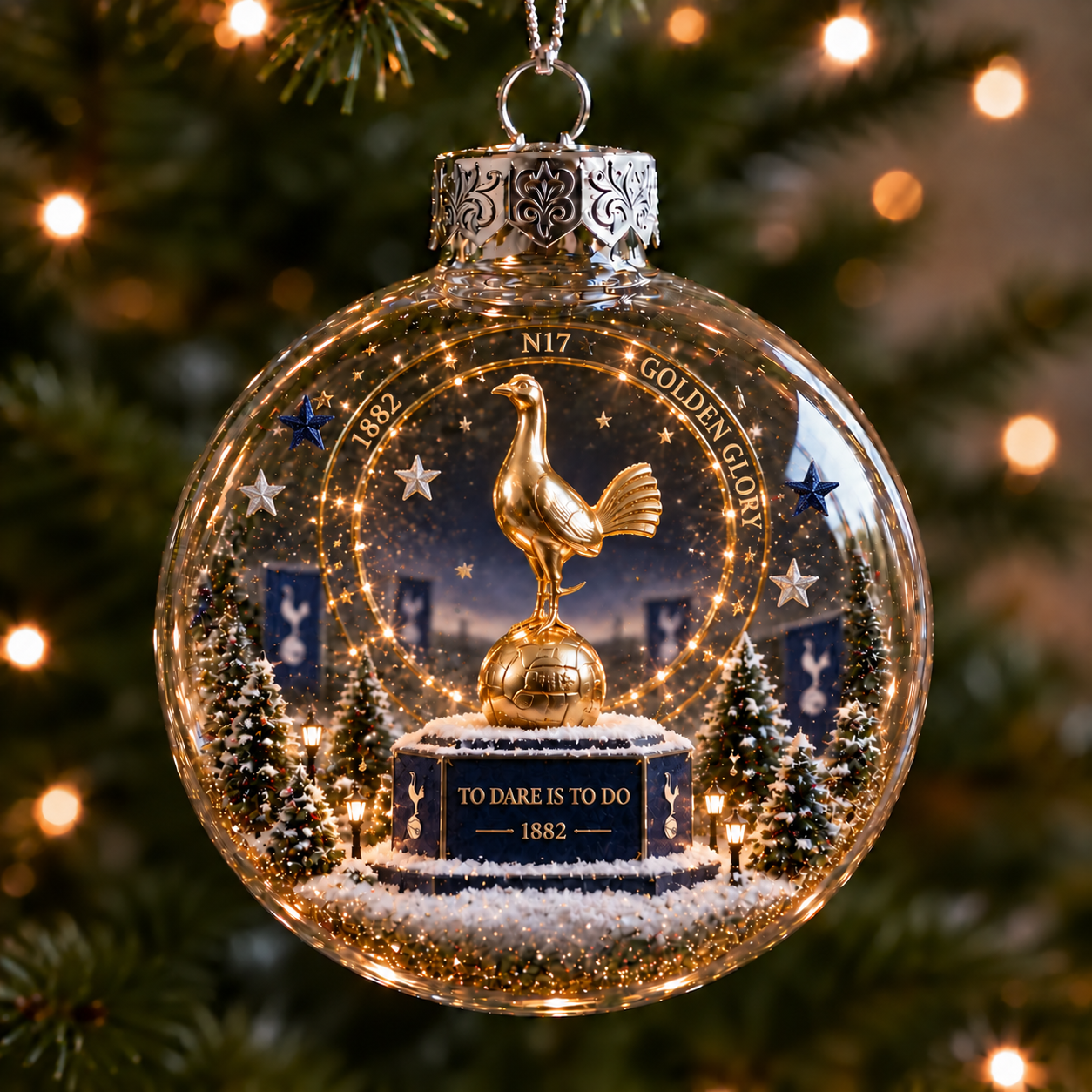 🎄 To Dare Is To Do Light-Up Football Christmas Globe Ornament-HandPrint