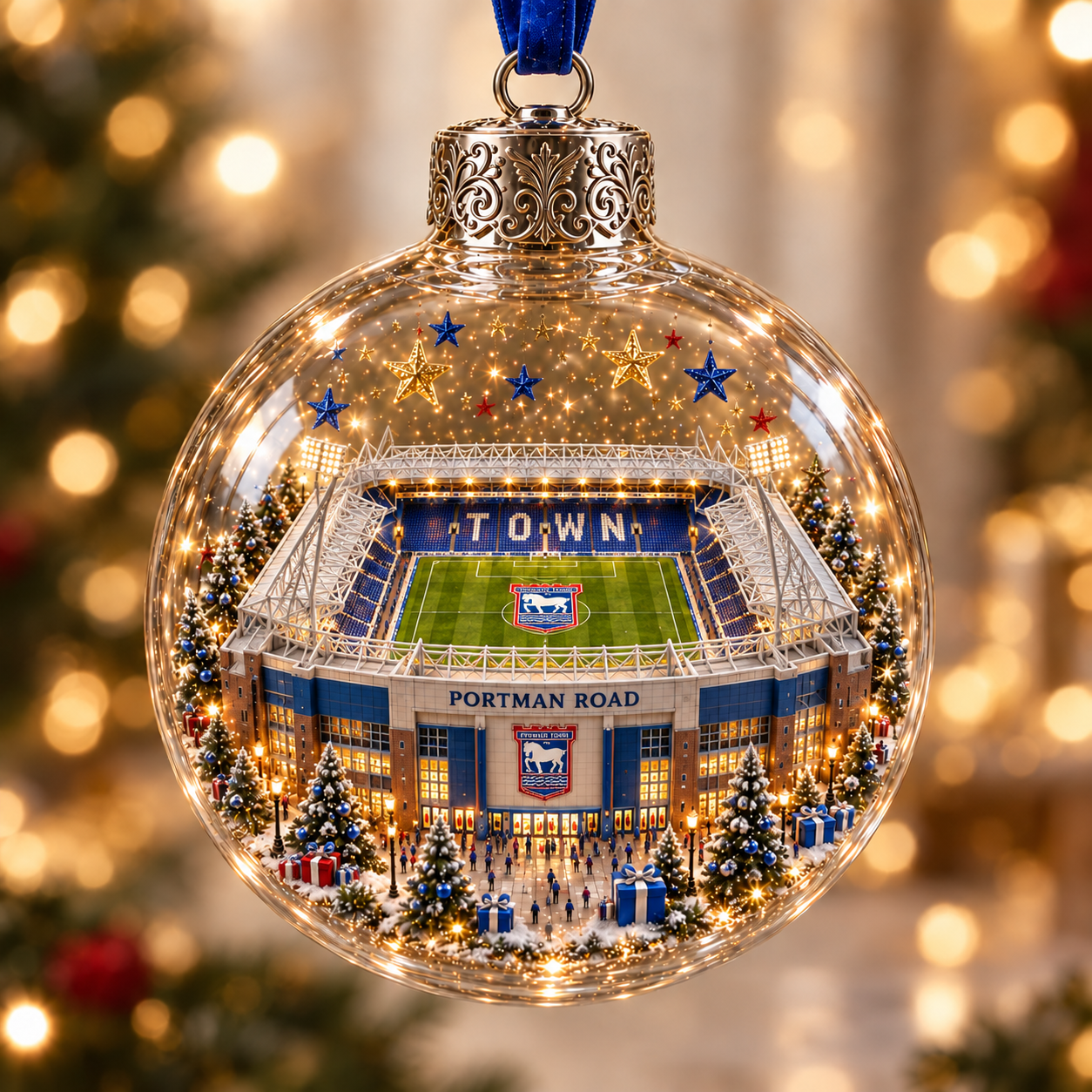 ⚽🎄 Bring the Stadium Home — Light-Up Football Stadium Christmas Ornament-HandPrint