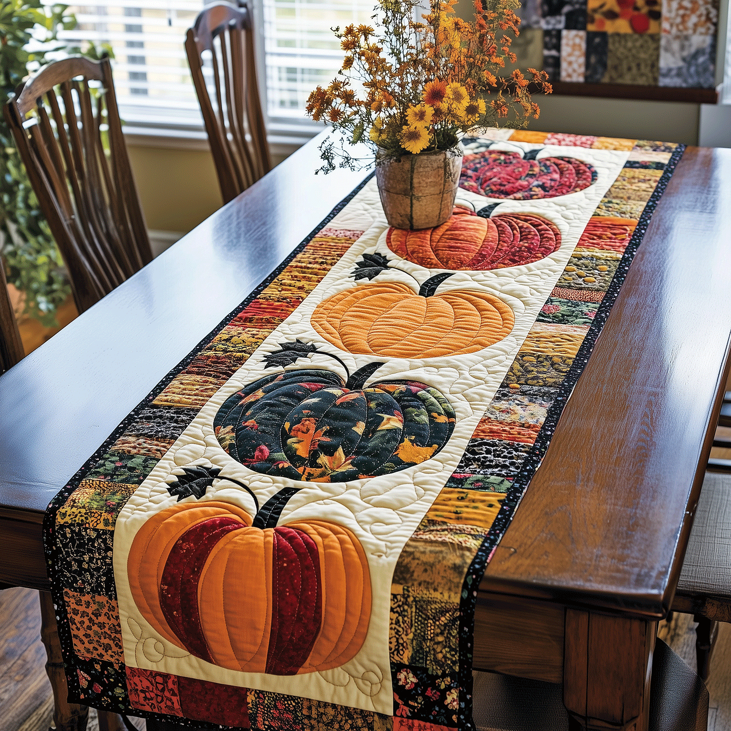 Pumpkin Quilted Table Runner NCU0VT37-HandPrint
