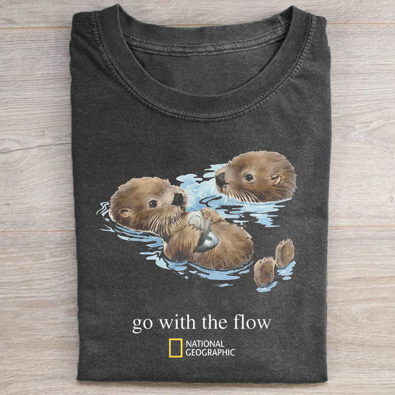 National Geographic Otter Go with the Flow Graphic T-shirt-NaturexCraft