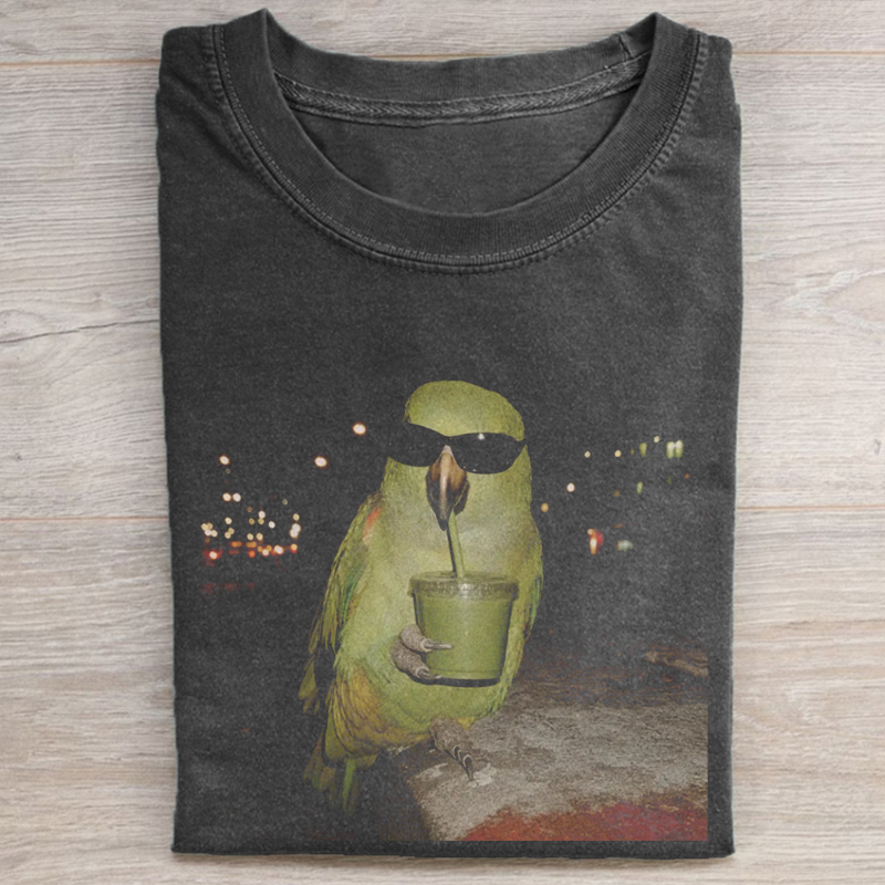 Parrot Drinking Smoothie T-shirt-NaturexCraft