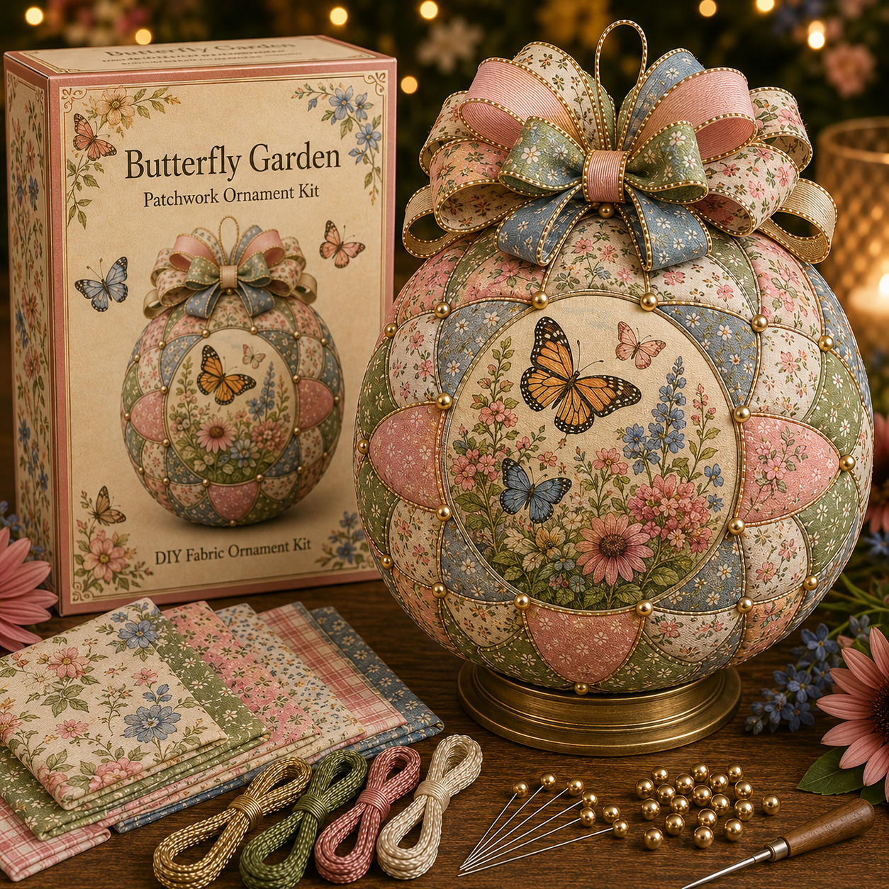 🌿 Garden & Birds Patchwork Ornament DIY Kit-HandPrint