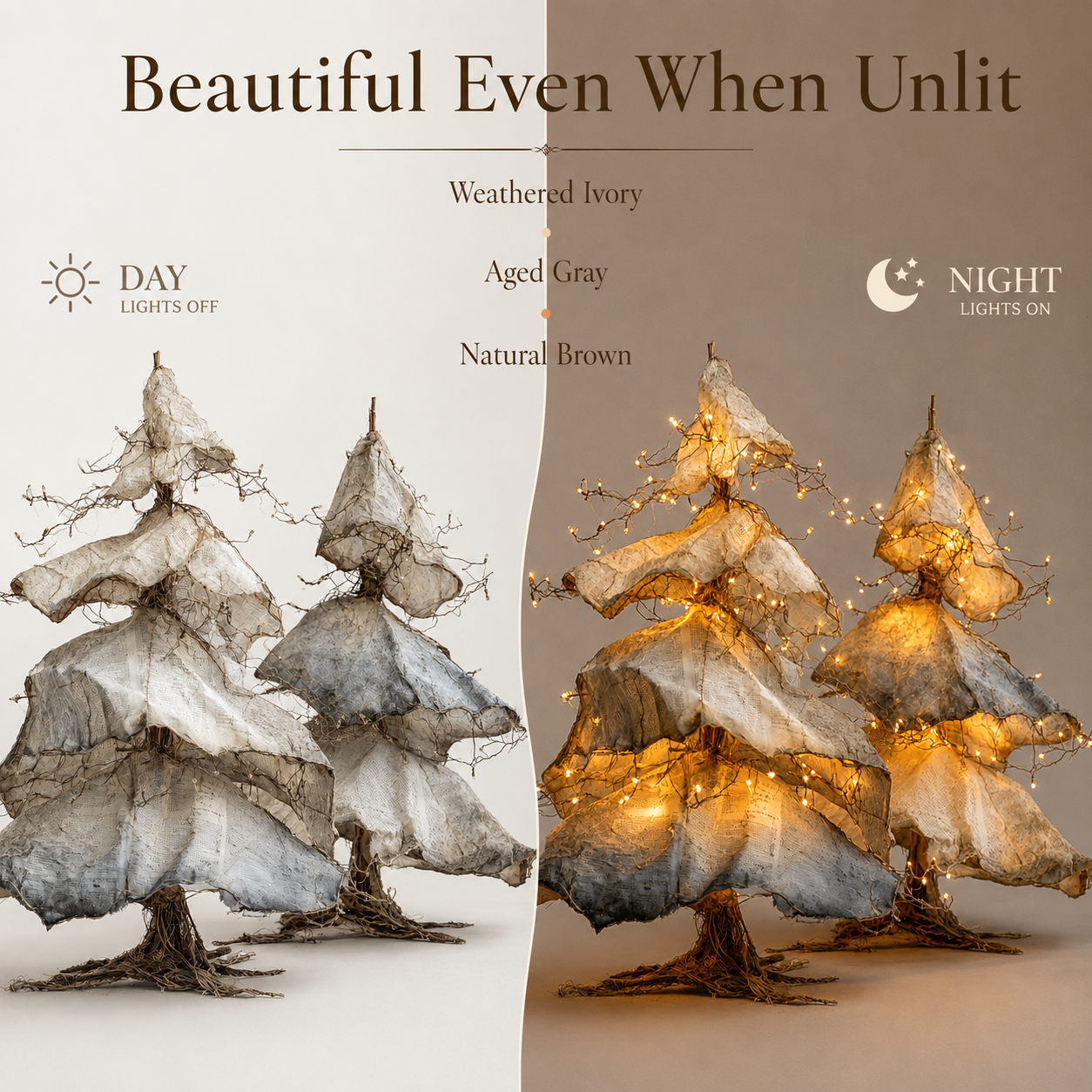 Windswept Winter Trees – Lighted Sculptural Tree Set-HandPrint