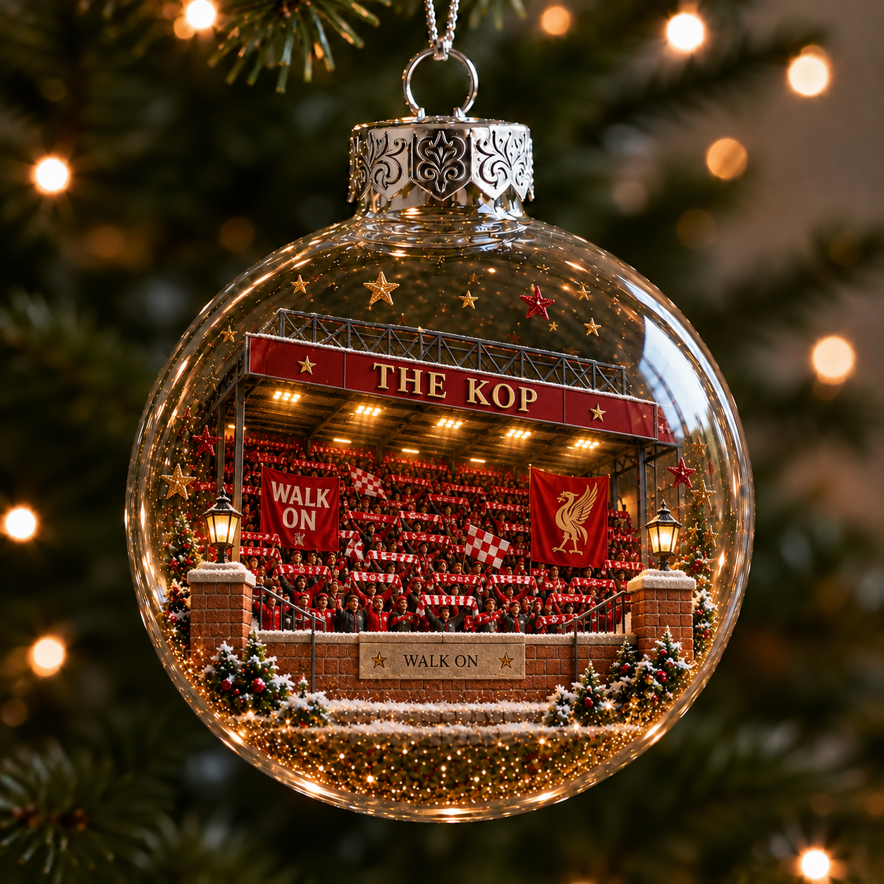 🎄 Light-Up Football Heritage Diorama Ornament-HandPrint