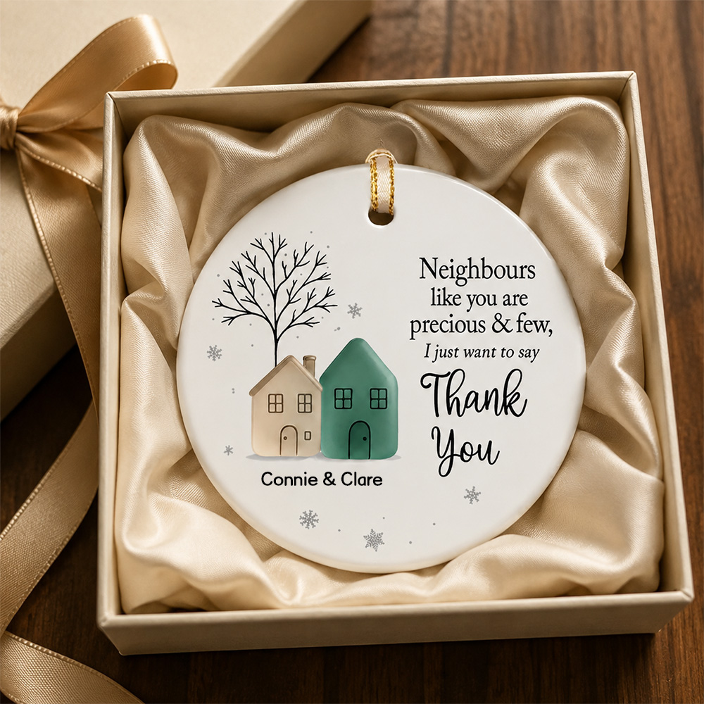 Personalized Neighbor Ornament – Custom Thank You Gift for Neighbors-HandPrint
