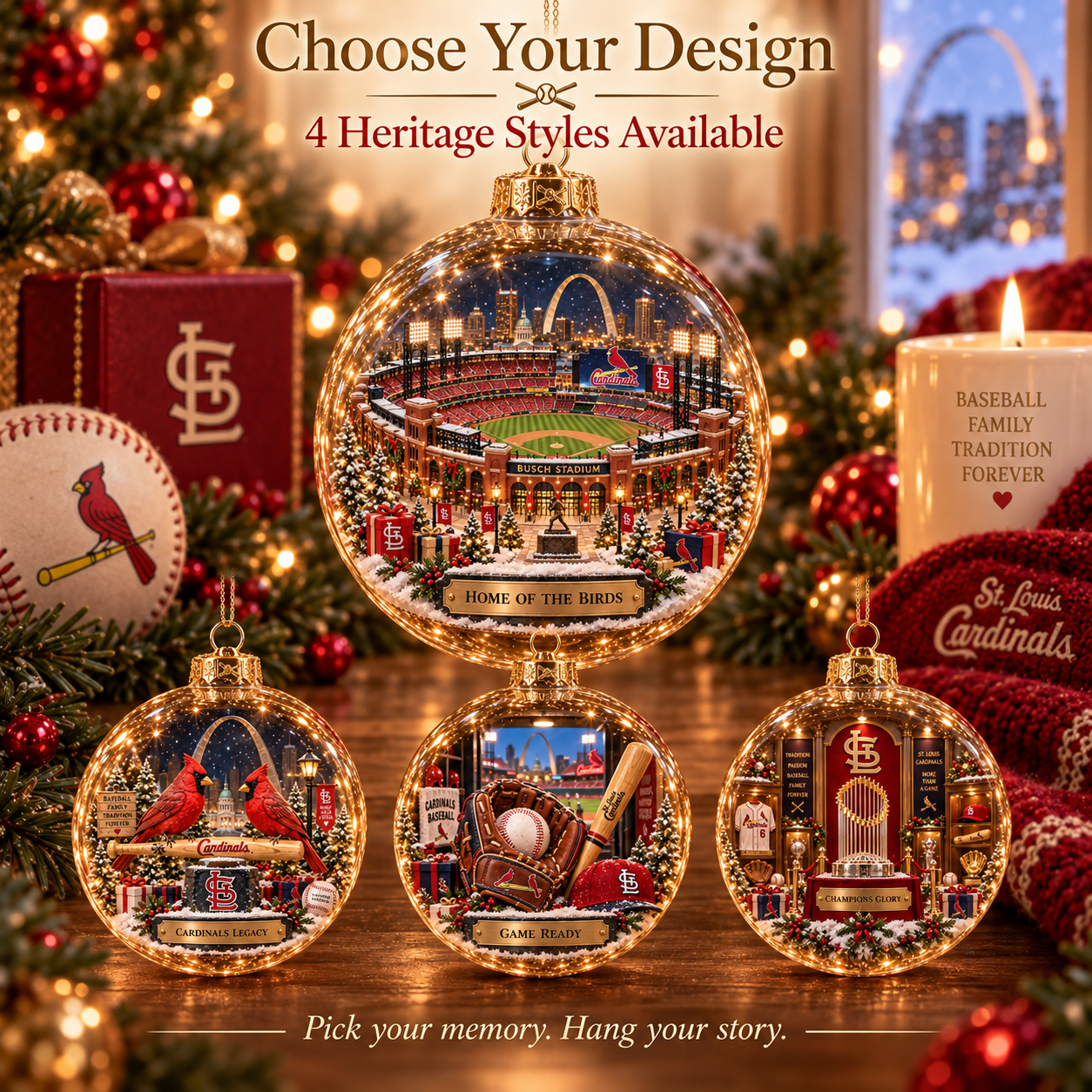 🎄 Go Cards — Light-Up Baseball Diorama Ornament-HandPrint