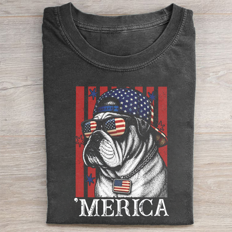 Merica Bulldog T-shirt-NaturexCraft