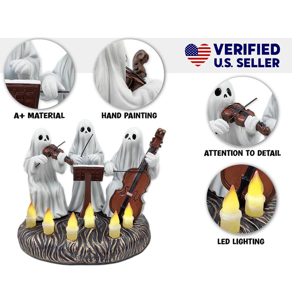 Ghostly Ensemble Trio Lighted Spooky Home Figurine-HandPrint