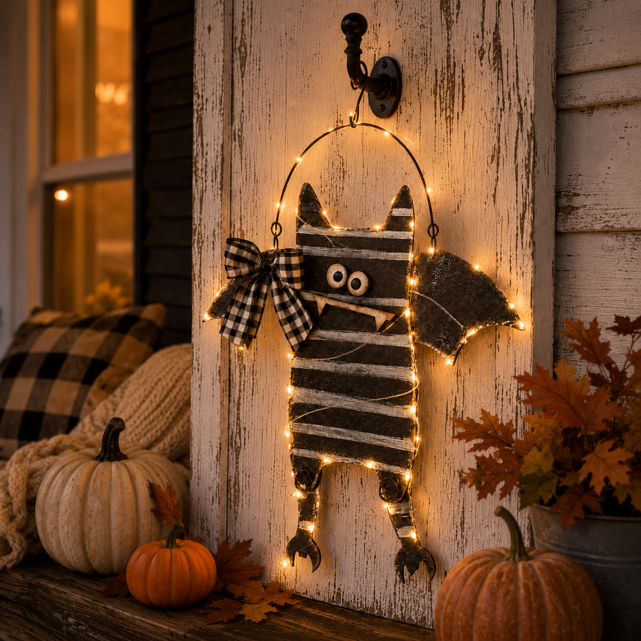 Lighted Rustic Bat Hanging Decor with Remote Control-HandPrint