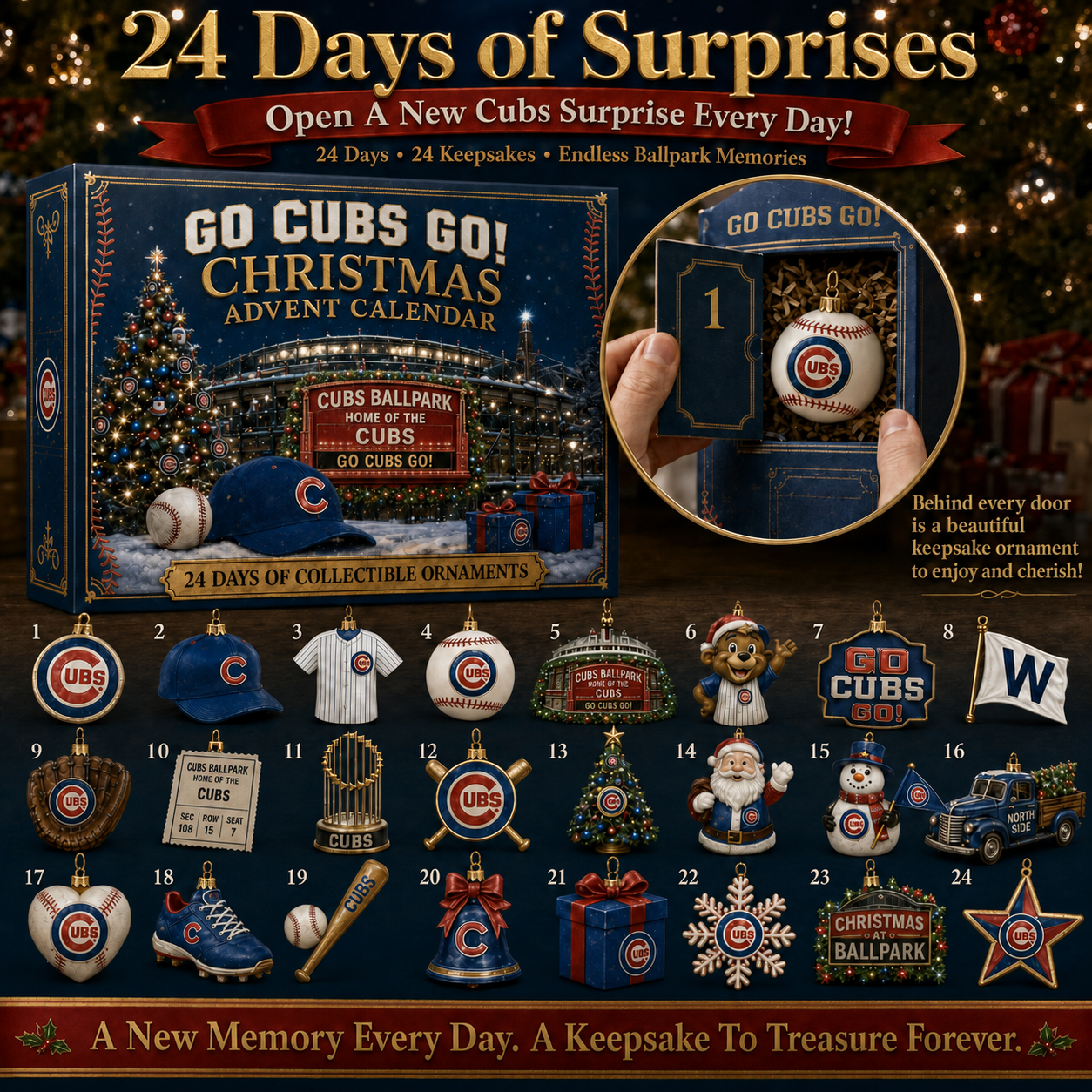 🎄 Go Cubs Go! Baseball Christmas Advent Calendar-HandPrint