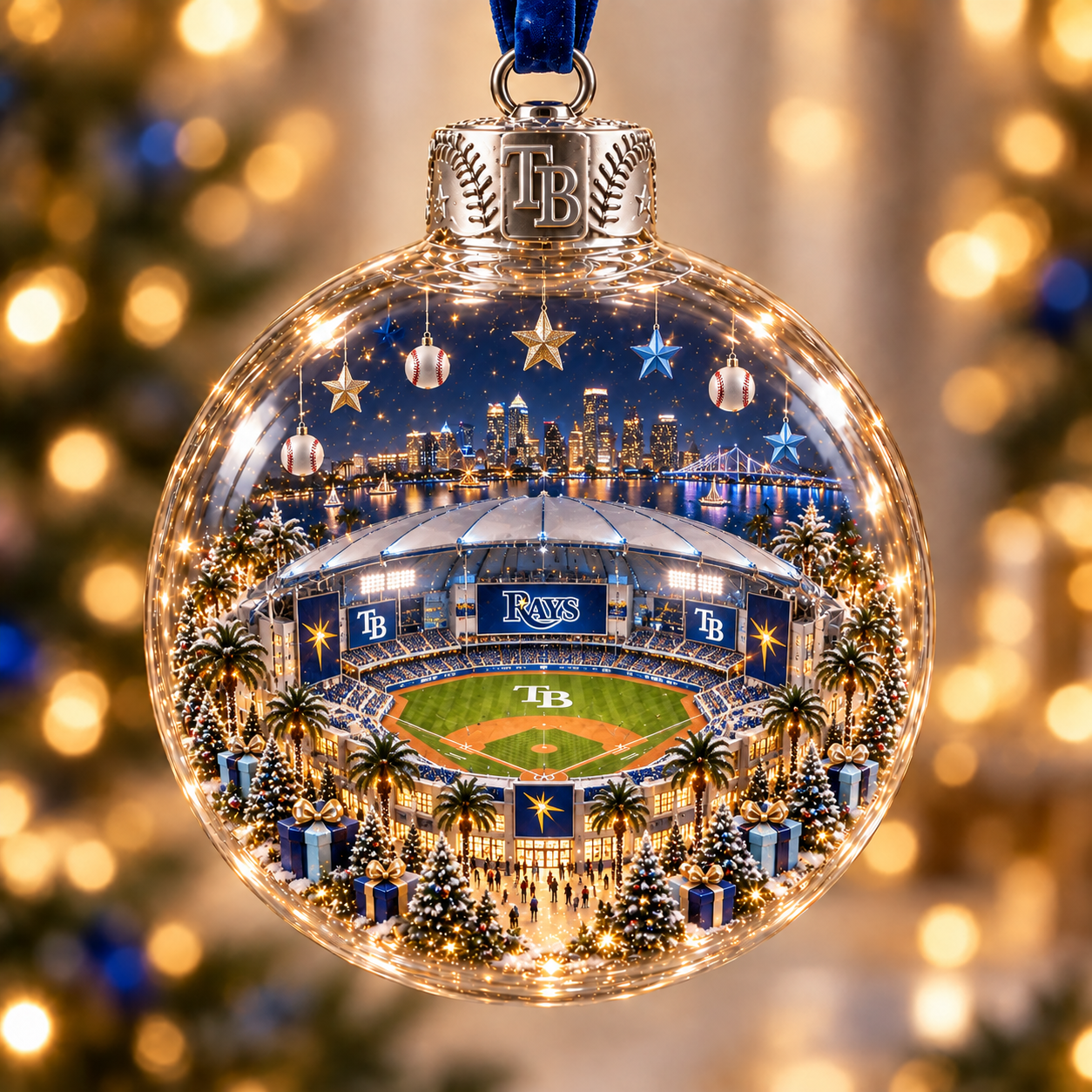 ⚾🎄 Light-Up Baseball Stadium Christmas Ornament-HandPrint