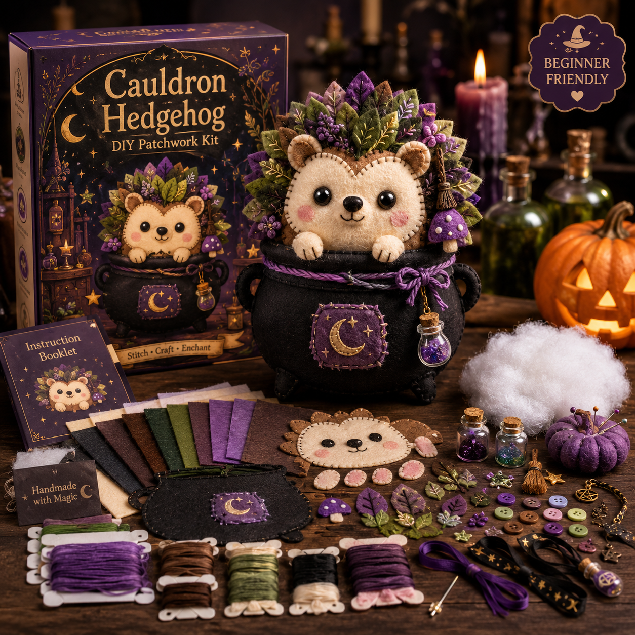 DIY Halloween Magical Patchwork Kit – Sew Your Own Spooky Cute Friend 🎃🧵-HandPrint