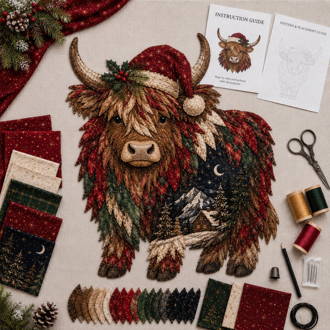 🔥Last Day 49% OFF - 🎄🎅Christmas Woodland Wildlife DIY Patchwork Kit – ✨Create a Festive Handmade Keepsake-HandPrint