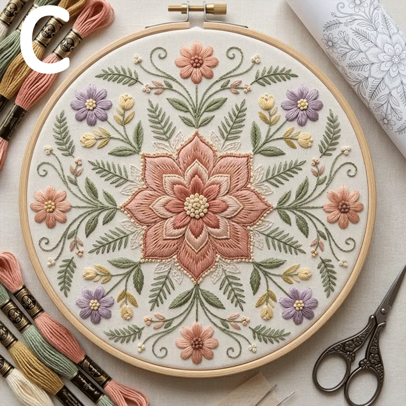 🔥49% Off Last Day - BUY 3 GET 1 FREE🌼 Floral Mandala Embroidery Kit (📦Buy 3 Free Shipping)-HandPrint