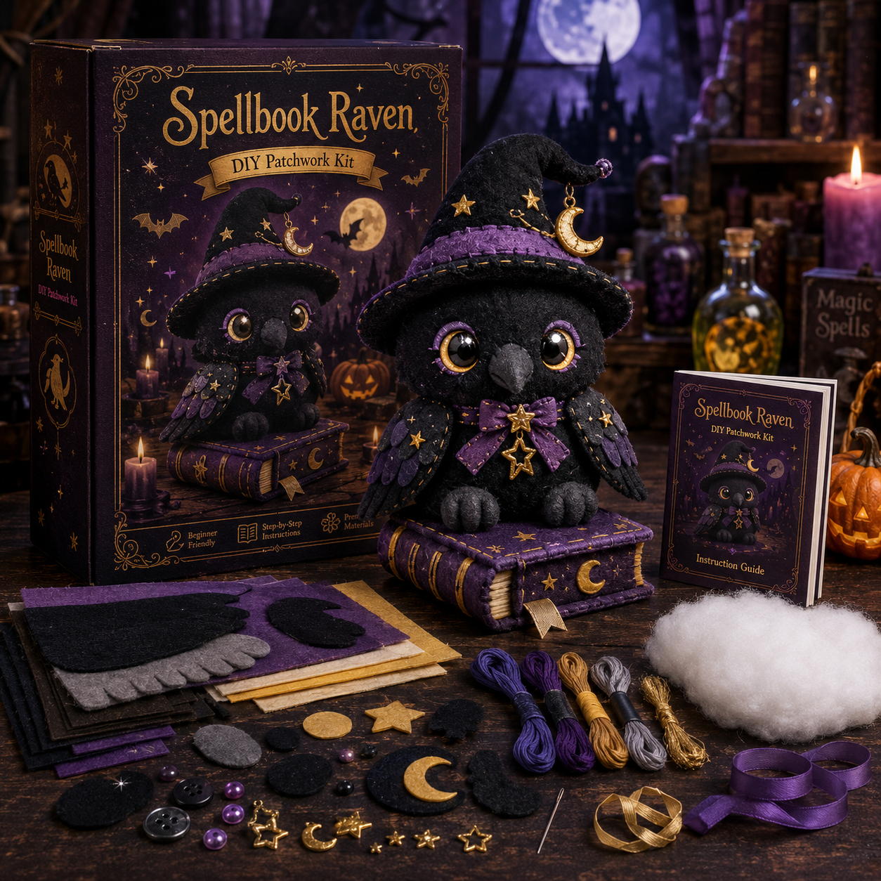 DIY Halloween Magical Patchwork Kit – Sew Your Own Spooky Cute Friend 🎃🧵-HandPrint