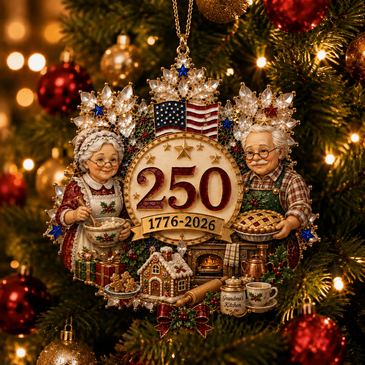 🔥LAST DAY 75% OFF!!🔥 America 250 Crystal Snowflake Heritage Ornament™-HandPrint