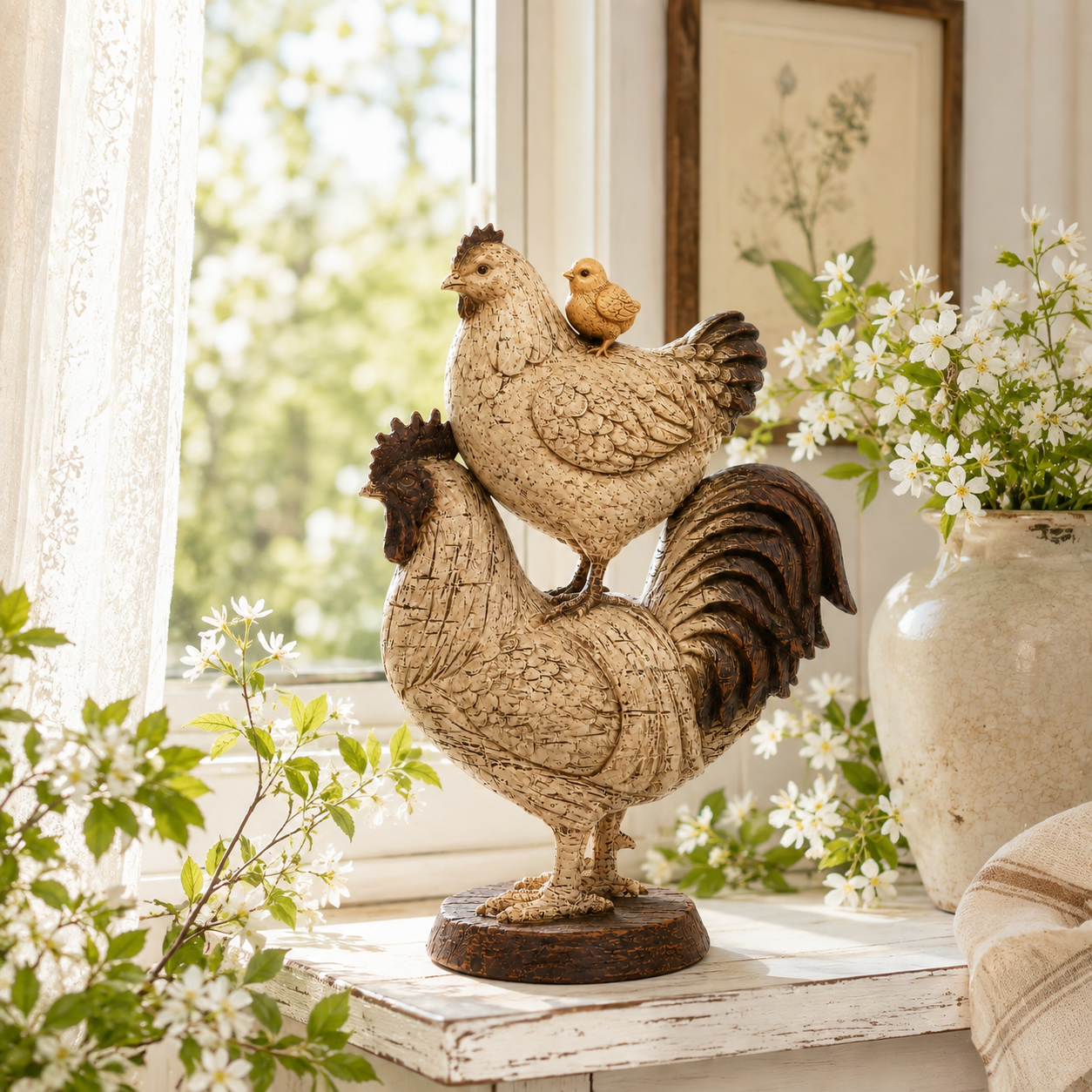 Vintage Country Rooster Sculpture